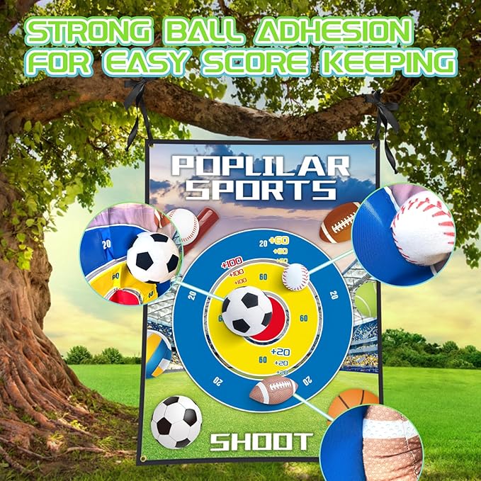 3-in-1 Soccer Football Baseball Gifts-Indoor Outdoor Backyard Toss Soccer Football Baseball Toys Game Set-Gift for 3-12 Year Old Boy Toys Birthday (3-in-1 Game Set No Stand)