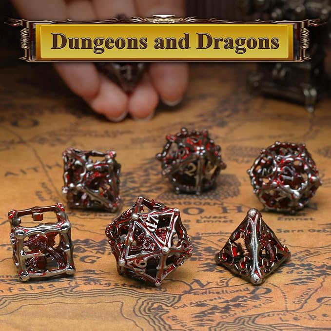 Beholder Dice Set DND, Dragon Eye Dice, ZHOORQI 7PC/Set Polyhedral Dices for Dungeons and Dragons, RPG, Eye Monster D&D Gifts（Eye-Blood Red）