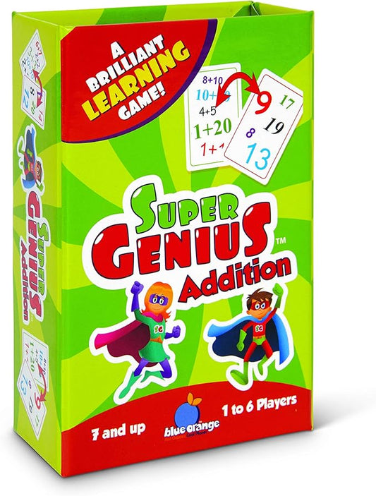 Super Genius Addition - Tabletop Card Game, Fun Flash Card Concentration Matching Game for Kids, Ages 7+, 1-6 Players, Teacher Approved, Learn to Add up Numbers, by Blue Orange Games