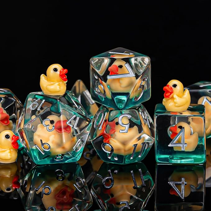 Duck D&D Resin Dice Set, Polyhedral DND Dice Animal Inclusion Dice D and D for Dungeons and Dragons MTG RPG Board Games