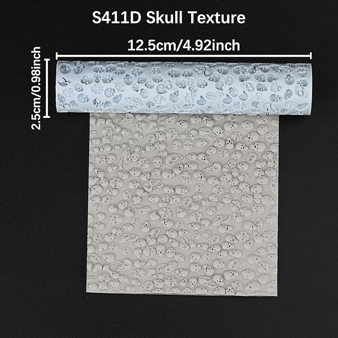 AUSPDICE High-Detail Texture Roller Set, Expert Game Pieces for RPG Terrain, DND D&D 28mm Miniature, Dungeons and Dragons, TTRPG Tabletop Miniatures (S411D Skull Texture)