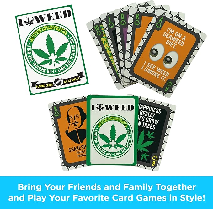 AQUARIUS Weed Playing Cards - Weed Themed Deck of Cards for Your Favorite Card Games - Weed Merchandise & Collectibles - Poker Size with Linen Finish