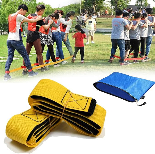 5 Legged Race Bands, Field Day Games for Adults and Kids Picnic Family Reunion Backyard Games Team Building Games, Giant Games for Yard, Lawn, Camping, Beach (Yellow)