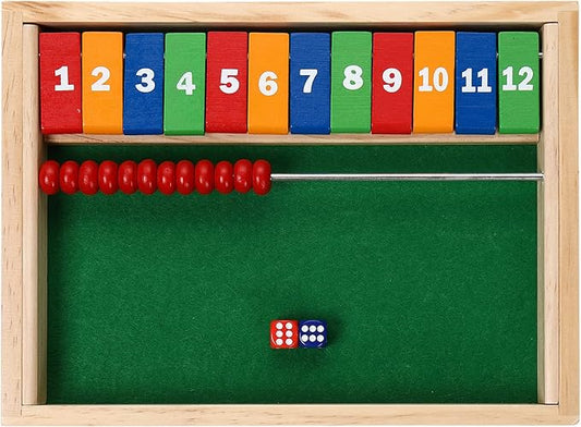 STERLING Games Kids Shut The Box Game for 2 Players | Wooden Math Toy Dice Game for Kids and Small Children | STEM Educational Toy for Learning Mathematics and Addition