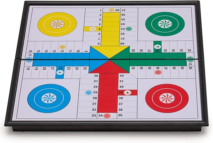 Yellow Mountain Imports Ludo Magnetic Folding Travel Board Game Set - 9.8 Inches - Portable Classic Strategy Game Set