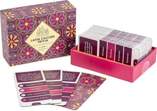 Skyline Collection Trivia Set - Latin Culture Trivia, 140 Question Cards - Game Night Entertainment for Families & Friends