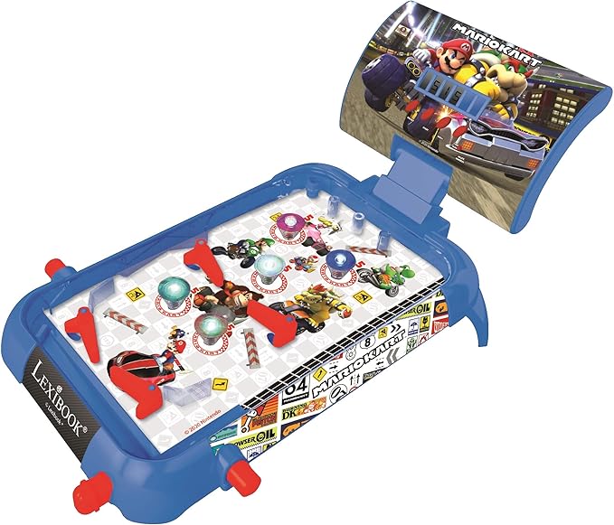 Lexibook Nintendo Mario Kart Table Electronic Pinball, Action and Reflex Game for Children and familiy, LCD Screen, Light and Sound Effects, Blue / red, JG610NI