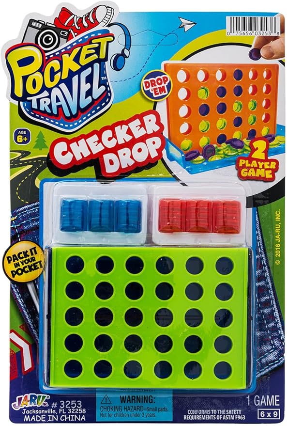 JA-RU Mini 4 in a Row Game (1 Toy) – Classic Four in a Row Game for Kids | Mini Board Games for Travel, Indoor Recess Games for Classroom Toys, Party Favors & Stocking Stuffers. 3253-1p