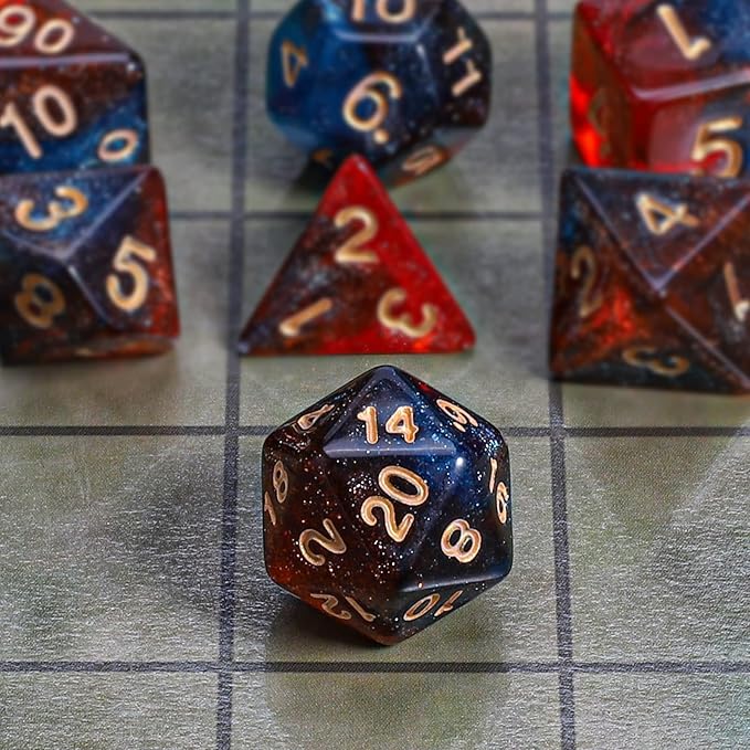 CiaraQ DND Polyhedral Dice Set with a Black Dice Bag for D&D RPG MTG Role Playing Table Games