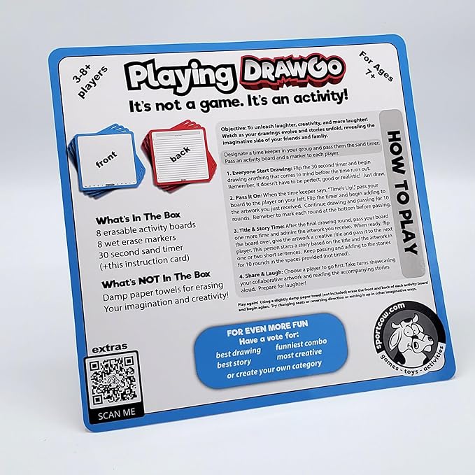 DRAWGO - Perfect for Family Game Night | Creative Drawing and Storytelling Activity | Fun Family Games | Board Games | Party Games for Adults and Kids | Ages 7+ | Replayable and Easy to Learn