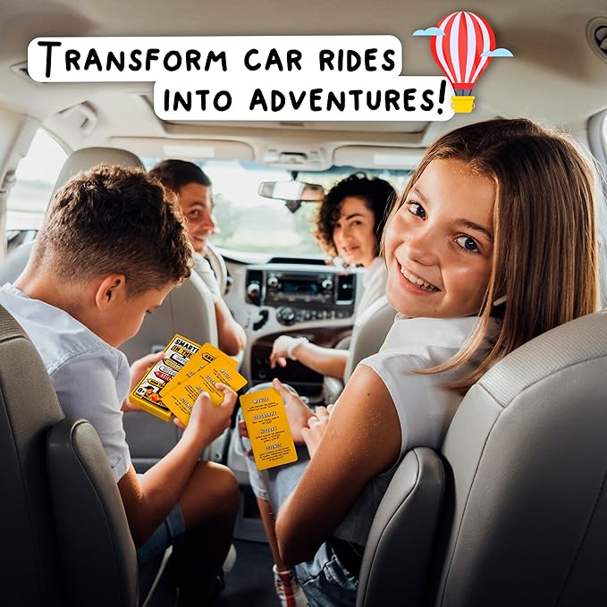 WELL BALANCED Road Trip Trivia - Road Trip Games for Kids Travel Essentials Car Activities Must Haves for Ages 8+