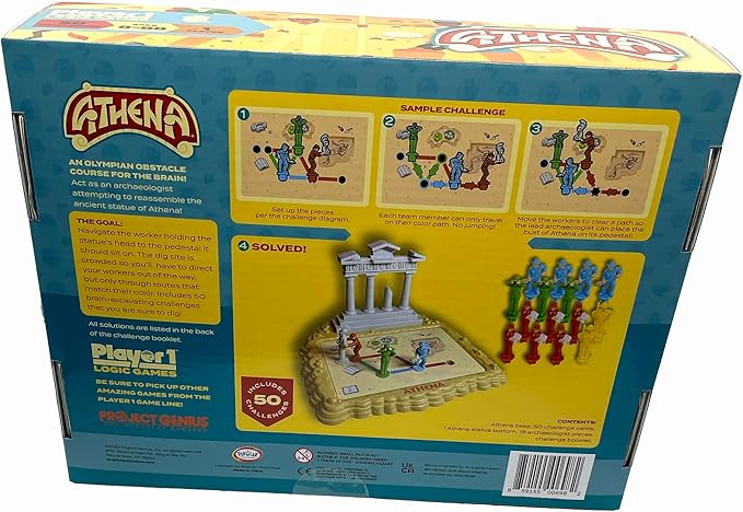 Player 1- Athena - Single Player Logic Game, 50 Challenges & Puzzles, Difficulty Levels Range from Easy to Difficult, Project Genius, Ages 8+