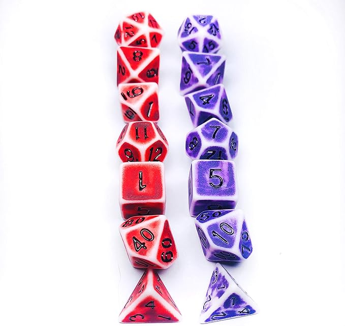 DND Dice Set 2 x 7 (14 PCS) Polyhedral Red Retro Distressed Dice for Dungeons and Dragons(D and D) RPG MTG Roleplaying Tabletop Dice Complete D4 D6 D8 D10 D12 D20