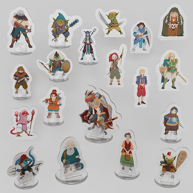 Hard Flat Minis for DND Miniatures with Bases | 28mm - 32mm Scale Dungeons and Dragons Starter Set 5e (Fantaji Pack, 25, Miniatures)