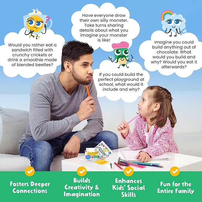 400 Interactive & Unique Conversation Prompts for Kids Ages 6-11 – Children & Parents – Deepen Connections – Game Night, Classroom & Road Trip Activities – 2.5" x 1.75" Sized Cards