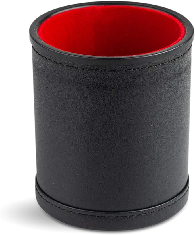 Leather Dice Cup for Board Games, Red Felt Lining
