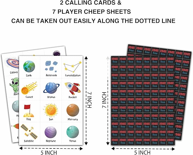 Outer Space Bingo Cards, Solar System Bingo Games for 24 Players, Blast Off to Outer Space Games for Family Friends Large Group Activities, Space Birthday Party Supplies(32)
