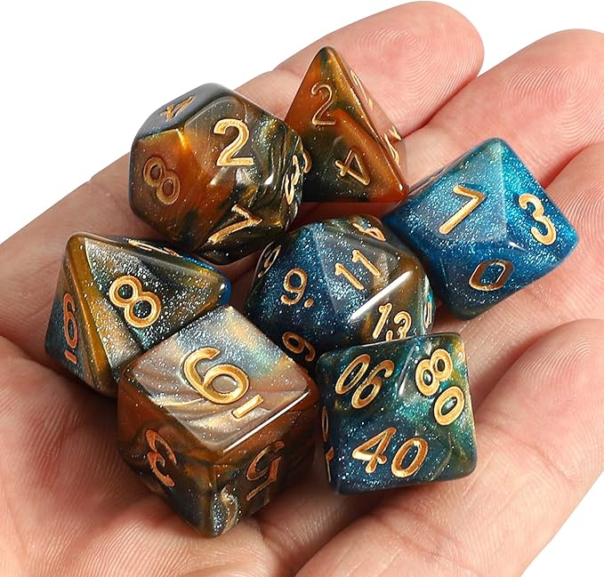 CiaraQ DND Polyhedral Dice Set with a Black Dice Bag for D&D RPG MTG Role Playing Table Games
