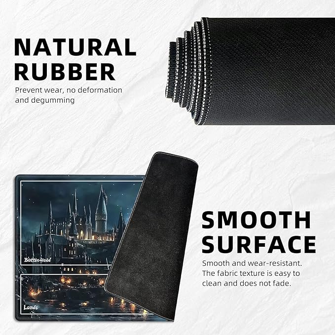 for MTG Playmat with Zones Storage Bag,for TCG Playmat and Playing Card Mat for Magic Board Games, Castle Non Slip Stitched Edges Game Mat, Rollable Foldable Card Playmats
