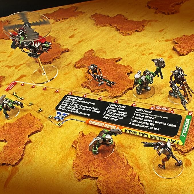 LITKO Gauge Set | Compatible with Warhammer 40K 10th Edition | Movement | Shooting | Fight | Close Combat | WH40K Templates (12-Inch Movement and Shooting Gaug)