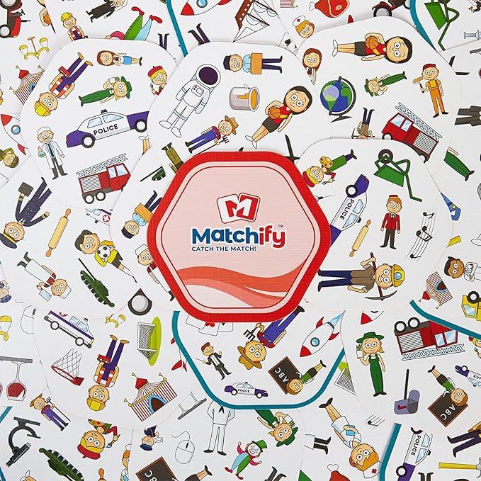 Matchify Card Game: Professions | The Seriously Fun Challenge for Families Kids and Friends Travel Party Card Game - Catch The Match, Spot it, and Shout It Out – Match Crewmates – Learning Game