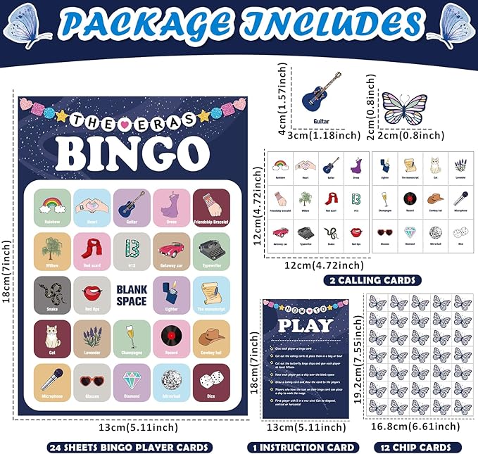 Music Party Bingo Games Singer Birthday Games Music Lovers Birthday Party Favors Guitar Bingo Cards 24 Players for Adults Fans Bachelorette Family Gathering Favors