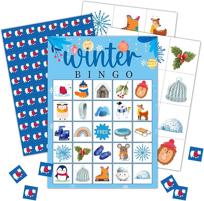 Christmas Bingo Party Games with 24 Players, Birthday Party Games Card, Family Activities Bingo Cards for Women Men Family Birthday Party Supplies, Party Favors Gifts for Friends - FS173