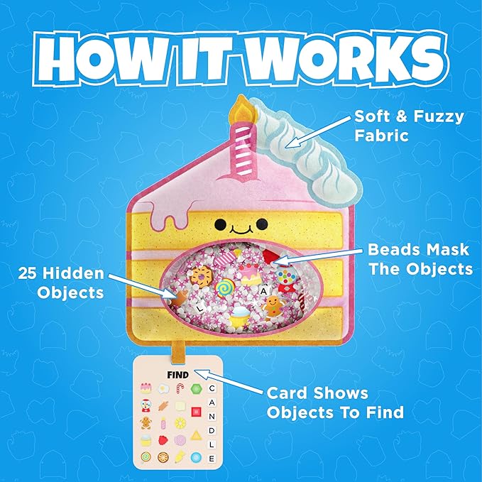 BIZYBOO - The Original Seek & Find Plush - Hidden Object Search Problem Solving Educational Matching Game for Kids 2 and Up (Smores)