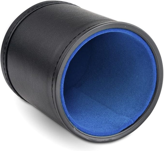 Leather Dice Cup for Board Games, Light Blue Felt Lining