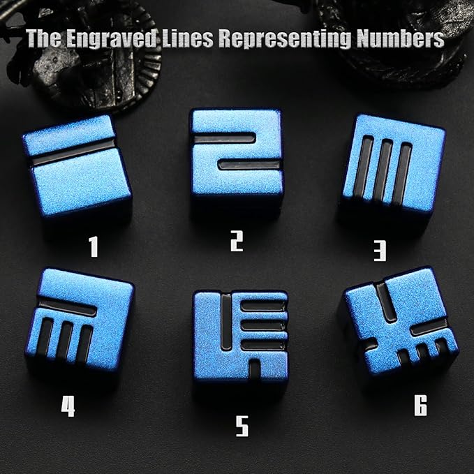 Line Metal D6 Dice 16mm, Die 6 Unique Dice Set Great for DND RPG Dungeons and Dragons (D6 Dazzle Black)