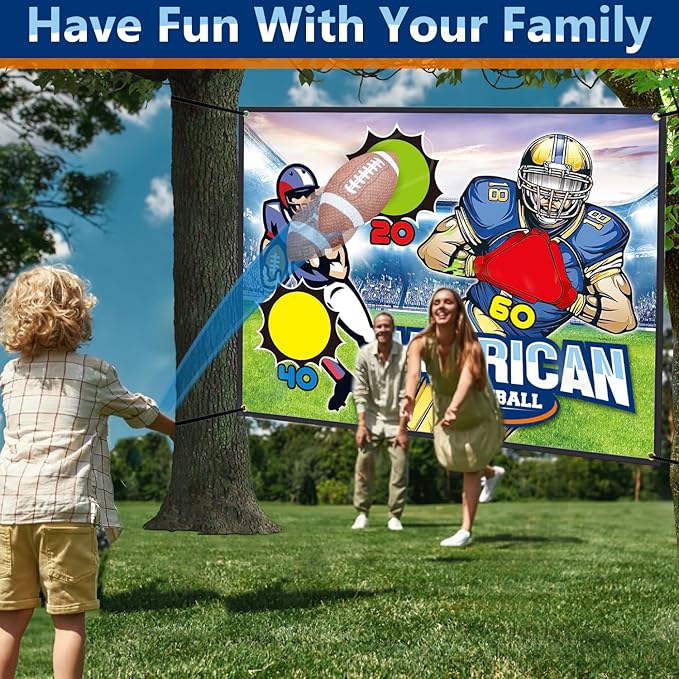 Football Toss Games Set - Backyard/Outdoor/Indoor Mini Throwing Target Toy with Sticky Goal for Football - Birthday Gift Toys for Kids