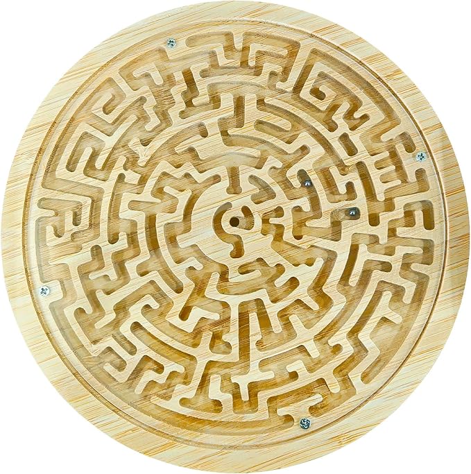 Round Wooden Labyrinth Board Game,Marble Maze for Education and Fun Strategy Game,Brain Teasers Puzzle Toy Gifts for Kids Teens Adults