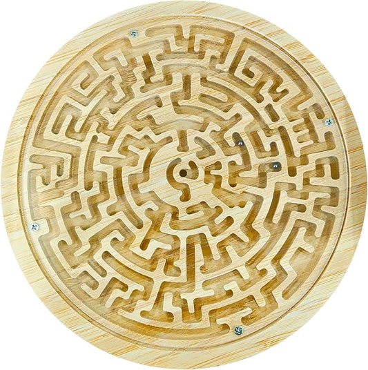 Round Wooden Labyrinth Board Game,Marble Maze for Education and Fun Strategy Game,Brain Teasers Puzzle Toy Gifts for Kids Teens Adults