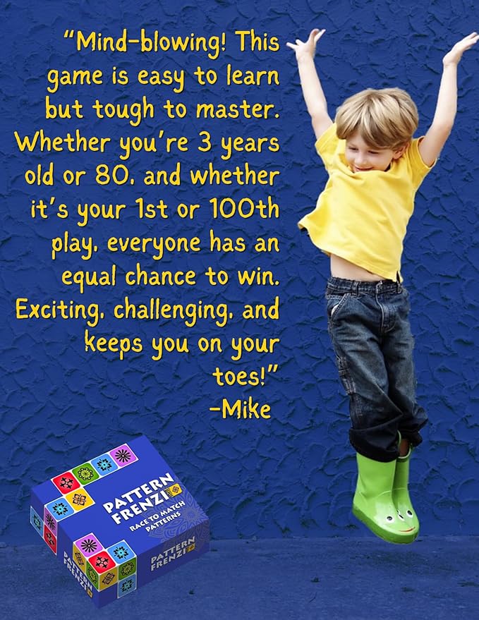 Pattern Matching Board Game for Children & Adults, Family Party Board Games, Block Puzzle Games for Kids Ages 3+, Play Solo or Multiple Players, Pattern Recognition, Perfect Christmas & Birthday Gift