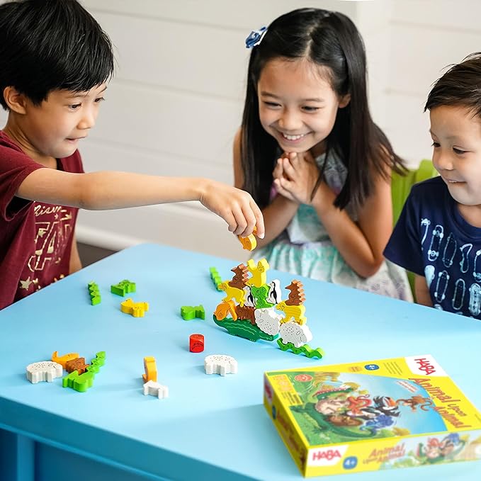 HABA Animal Upon Animal - Classic Wooden Stacking Game: Ultimate Family Board Games for Kids and Adults, Party Games and Fun Dexterity Kids Games 4-8, Made in China