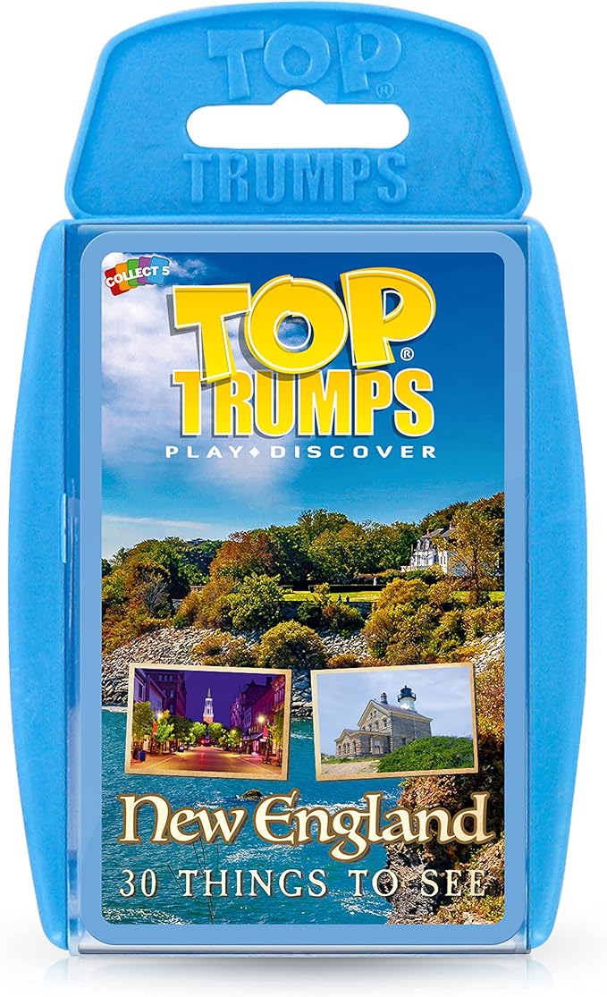 Top Trumps Card Game New England - Family Games for Kids and Adults - Learning Games - Kids Card Games for 2 Players and More - Kid War Games - Card Wars - for 6 Plus Kids