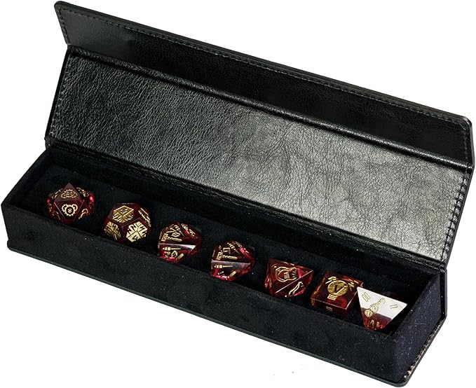 Cusdie Sharp Edges DND Dice, 7 PCs D&D Dice, Handcrafted Polyhedral Dice Set, for Role Playing Game Pathfinder (Red/Roman Numerals)