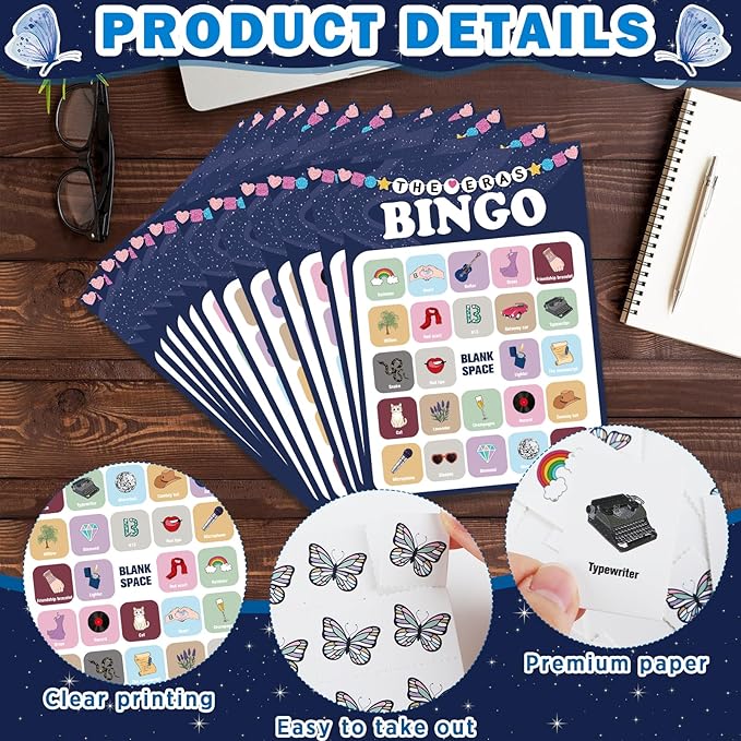 Music Party Bingo Games Singer Birthday Games Music Lovers Birthday Party Favors Guitar Bingo Cards 24 Players for Adults Fans Bachelorette Family Gathering Favors