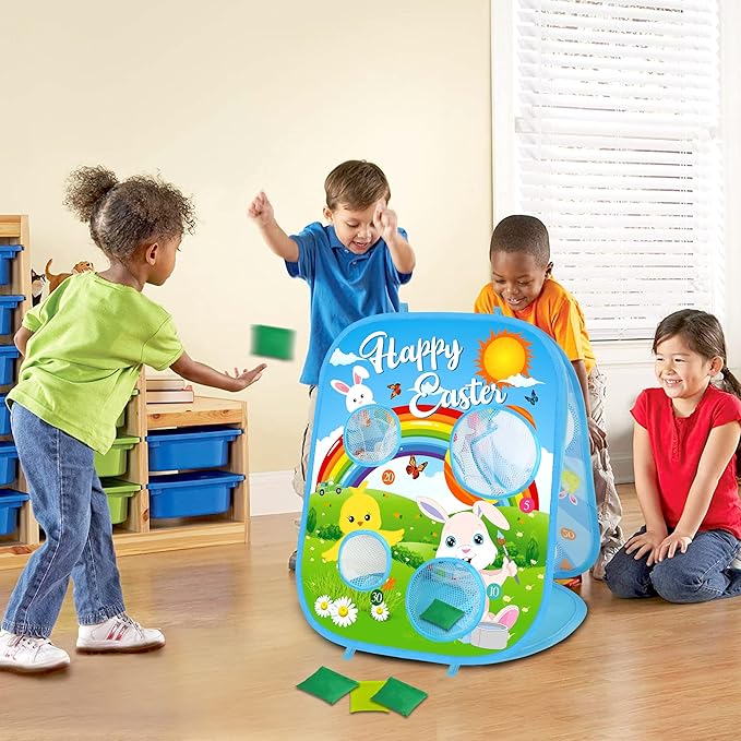 Easter Bean Bag Toss Games for Kids Indoor Outdoor Easter Party Games for Boys Girls Adults Carnival Yard Game for Kids Ages 3 4 5 6 7 8 Egg Hunt Party Favors Supplies