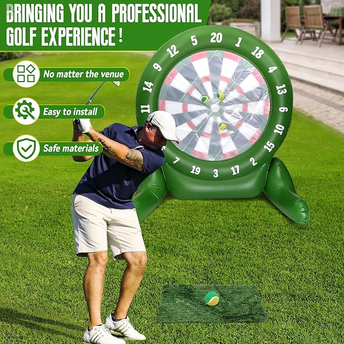 2025 Backyard Golf Game, Patio Golf Game with Air Pump(Base Can be Filled with Water), Giant Golf Darts | Indoor & Outdoor Golf Games for Family, Party, Camping