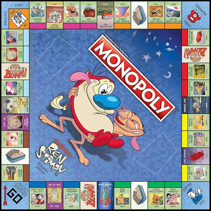 Monopoly Ren & Stimpy Board Game | Based on The Nickelodeon Series Ren & Stimpy | Officially Licensed Ren & Stimpy Merchandise | Themed Classic Monopoly Game