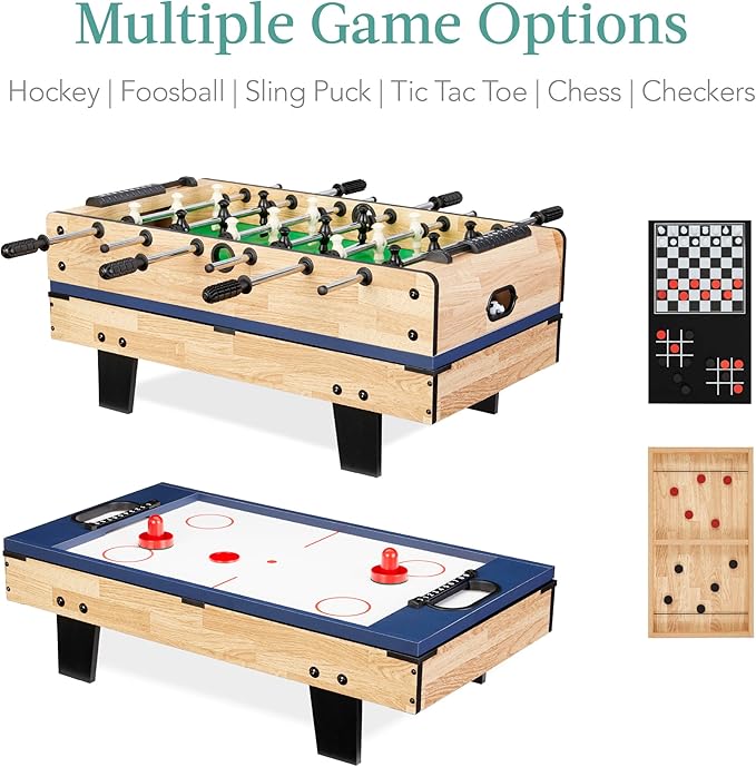 Best Choice Products 11-in-1 Kids Combo Game Table Set for Home, Game Room w/Ping Pong, Foosball, Table Hockey, Chess, Checkers, Shuffleboard, Bowling, 5 Accessory Bags