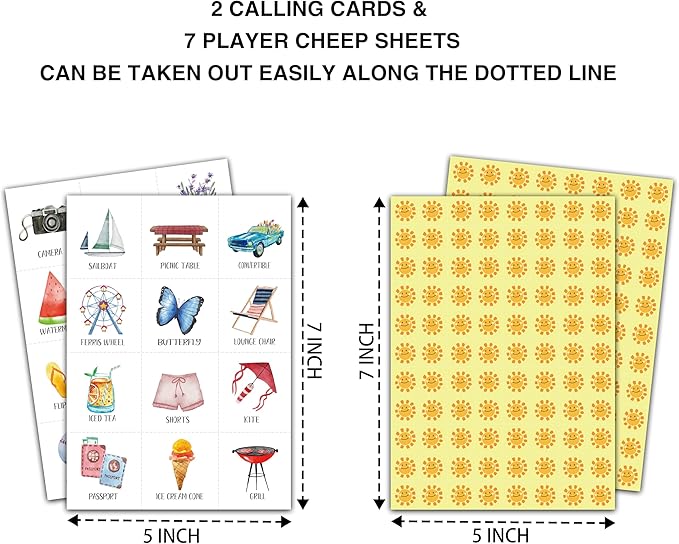 Summer Bingo Cards, Hawaiian Bingo Games for 24 Players, Summer Games for Family Friends Large Group Activities, Tropical Summer Party Favors Supplies Decorations(20)