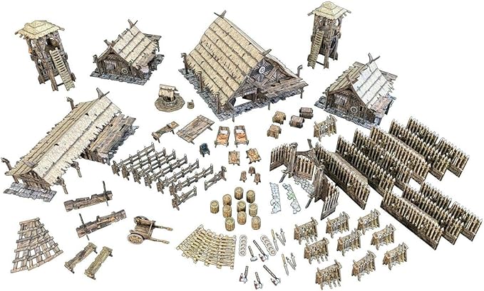 Battle Systems Fantasy Terrain Northern Settlement Core Set - 28-35mm DND D&D RPG Wargames Historical/Fantasy Card Scenery
