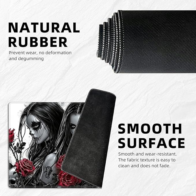 for MTG Playmat with Storage Bag, for TCG Playmat and Playing Card Mat for Magic Board Games, Non-Slip Gothic Women Desk Mat, Stitched Edges Game Mat, Rollable & Foldable Card Playmat