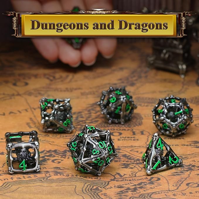 Beholder Dice Set DND, Dragon Eye Dice, ZHOORQI 7PC/Set Polyhedral Dices for Dungeons and Dragons, RPG, Eye Monster D&D Gifts（Eye -Green Number）