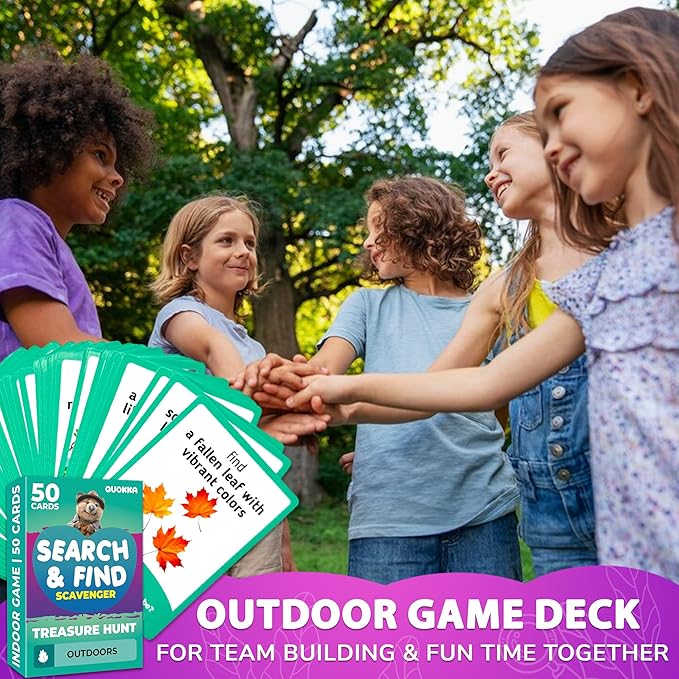 QUOKKA Scavenger Hunt for Kids Ages 4-8 - 250+ Indoor Outdoor Activities for Kids Ages 6-8 - Camping Backyard Outdoor Games for 3-6 Year Olds - Pocket Travel Toys for Boys Girls and Family