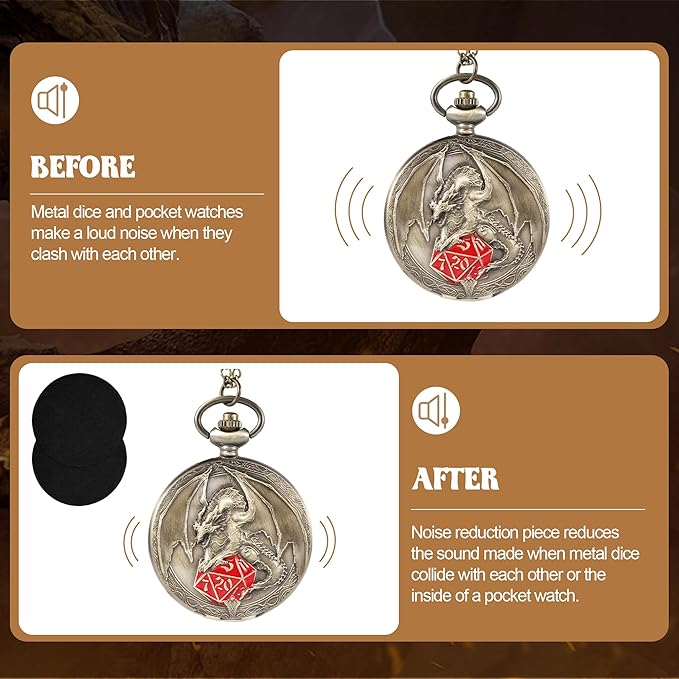 D&D Dice Set,7PCS Metal Dice for Dungeons and Dragons,Mini Dice Set with Pocket Watch Case,Role Playing Board Games Accessories (Dragon-R, Bronze)