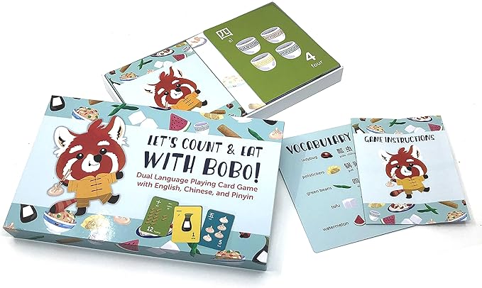 Let's Count and Eat with Bobo! Dual Language Playing and Counting Flash Card Game for Kids with English, Chinese, and Pinyin