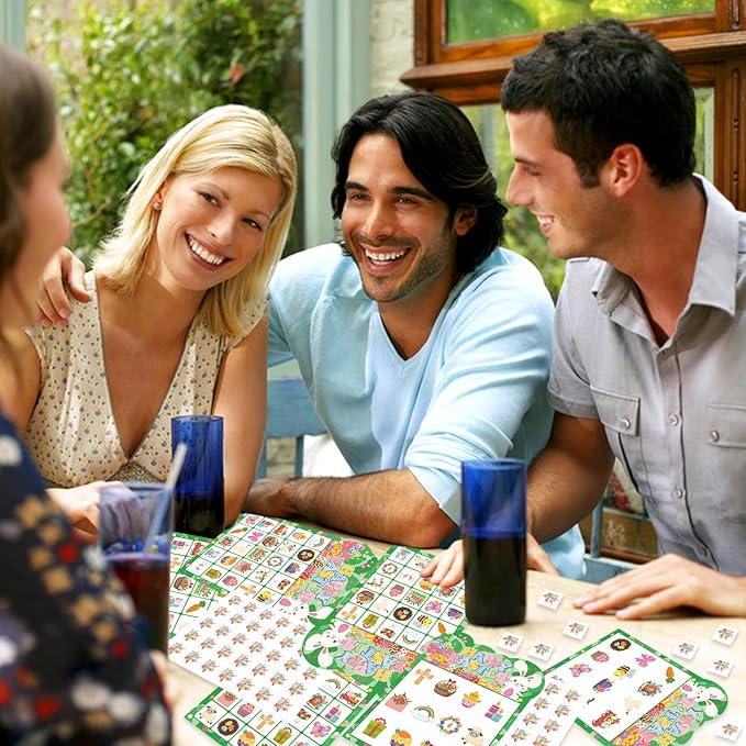 Easter Bingo Games, 24 Players Easter Bingo Cards for School Classroom Family Holiday Party Activities